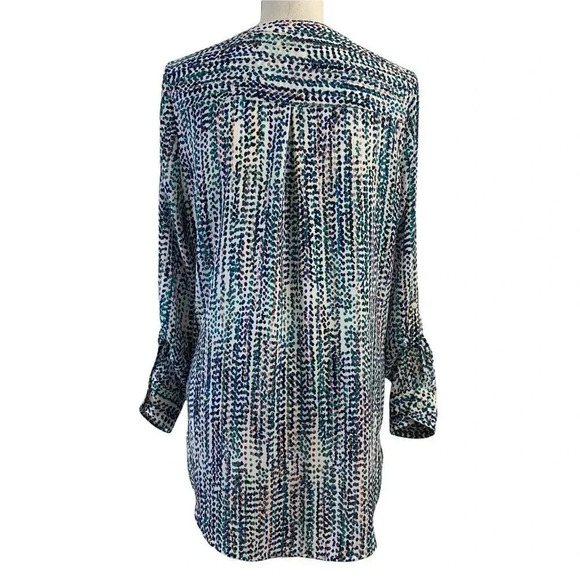 Apt 9 Polka Dot Blouse Zip Front Tunic Work Chic Small White Multicolor - Picture 3 of 9